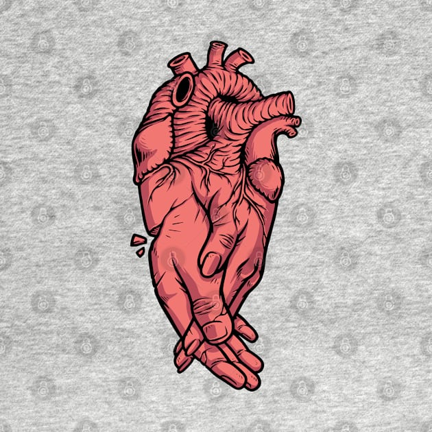 couple holding hands with heart organ by gunaone design